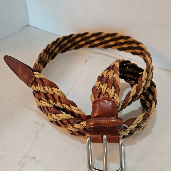 Vtg Crookhorn Davis Mens Braided Leather & Cotton Cord Belt Size 40 Handmade USA - Picture 2 of 10